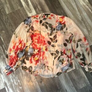 WHBM Floral Sheer Blouse Twofer with Detachable Tank